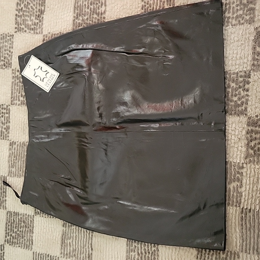 Black leather midi skirt vintage